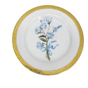 vintage Gold Buffet blue sweet pea floral 8.5" Salad Plate by Royal Gallery